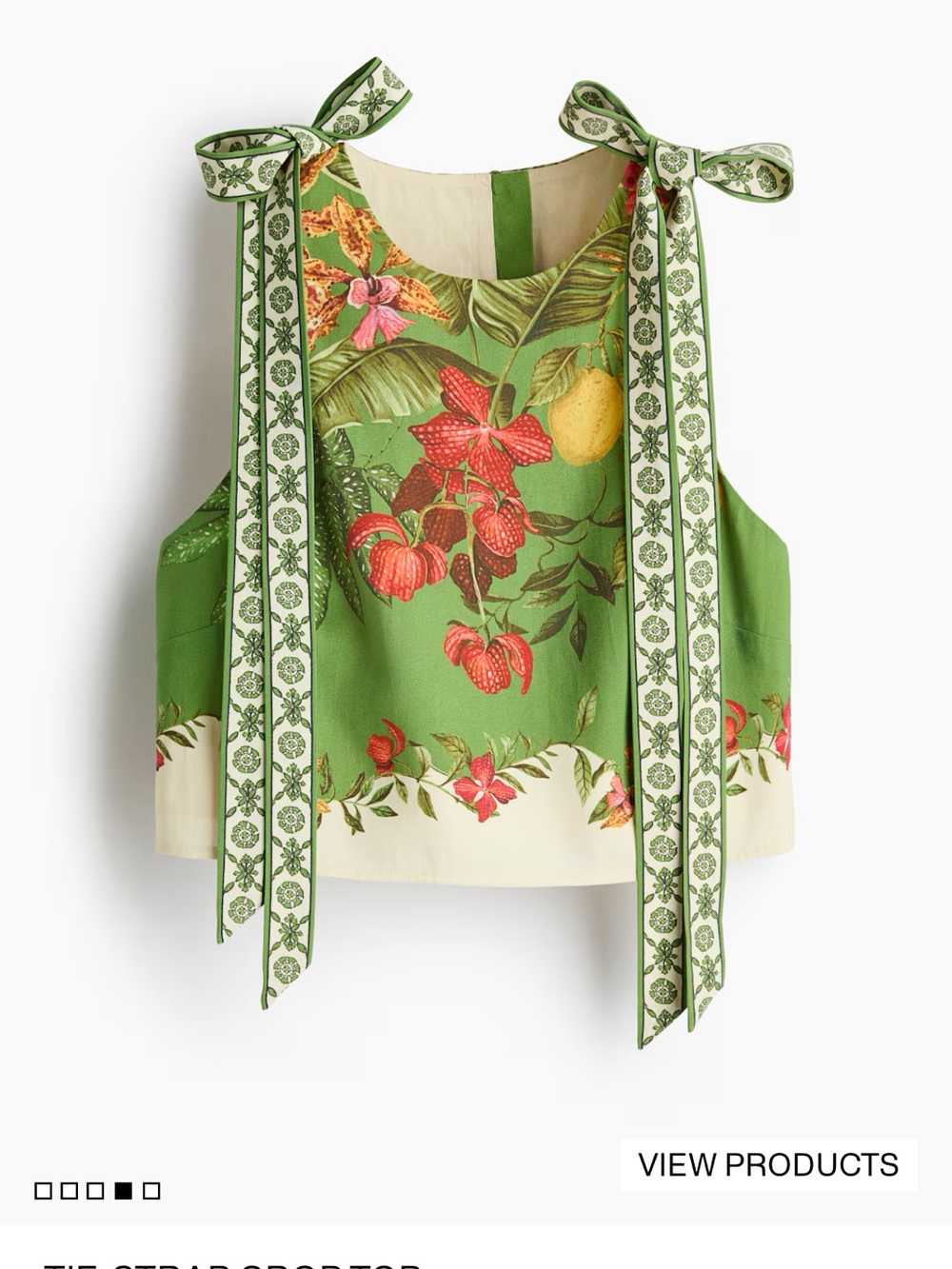 H&M Green Floral Midi tie waist Skirt and Top - s - Picture 3 of 5